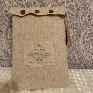 Levtex Home Timeless Collection 100% Washed Linen Natural King Duvet Cover Only